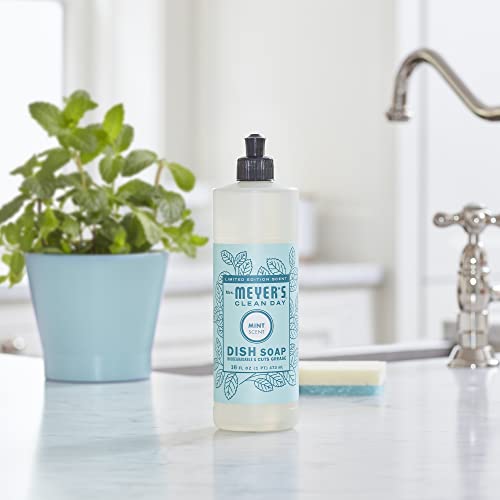 Image of MRS. MEYER'S CLEAN DAY Liquid Dish Soap, Biodegradable Formula, Limited Edition Mint, 16 fl. oz - Pack of 6