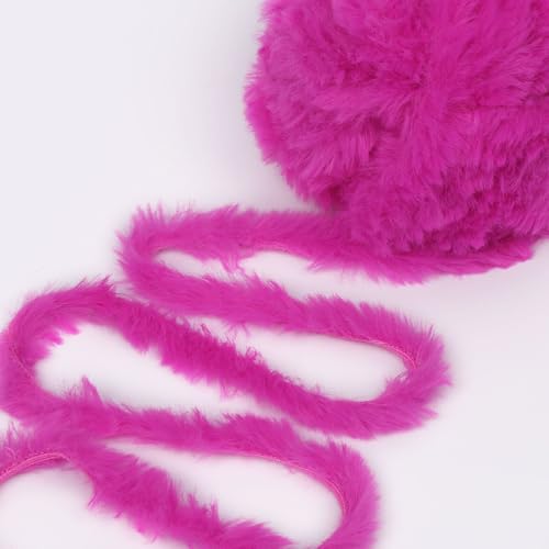 Image of NICEEC 2 Skeins Faux Fur Yarn Super Soft, Chunky & Fluffy, Eyelash Yarn for Crochet & Knitting (Total Length 70yds,3.53oz) - Bright Pink