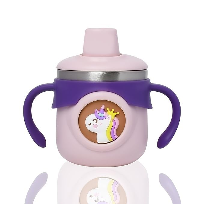 Stainless Steel Sipper Bottle 260ml | 316 Grade SS | BPA Free | Suitable for Hot & Cold | Travelling Bottle for Kids & Toddler | Training Sippy Cup with Straw/Spout (Purple)-image-25