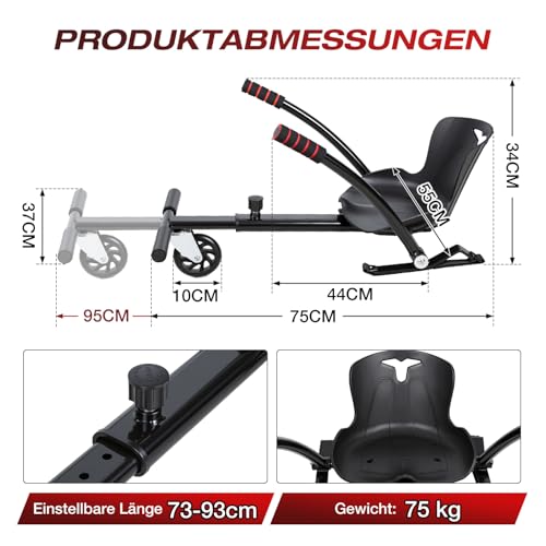 Asiento hoverboard ergonomico y ajustable con palancas de control de karting estable 2