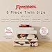 Monchhichi Bedding 5 Piece Twin Bed Set, Soft Cozy Nostalgia Reversible Comforter and Sheet Set with Sham, Officially Licensed Product by Franco