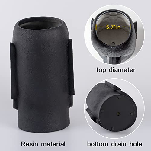 Notakia Easter Island Head Moai Statue Flower Vase Face Pots Head Shaped Decor Crafted Figurines For Home Decor Accents Made Of Resin - 10.3" Height (Black-Big) #TOP6