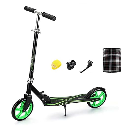 Skoter Sparkcykel För Tonåringar/Vuxna Sparkcykel Vikbar Freestyle Med Höjdjusterbar Sparkcykel 8 Tum Stora Hjul Lätt Bärbar Pendlare Sparkcykel Gåva För Barn 7 År Och Uppåt (Color : Black)