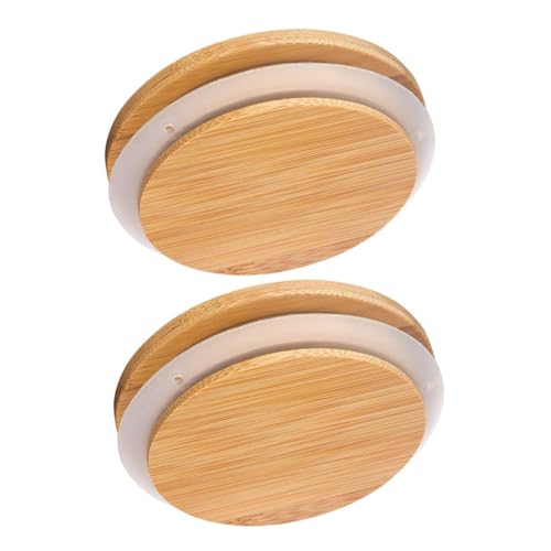 Cabilock 2Pcs Bamboo Jar Lids Sustainable Airtight Can Covers for Glass Bottles and Storage Containers Sealing Covers for Kitchen Pantry Jars