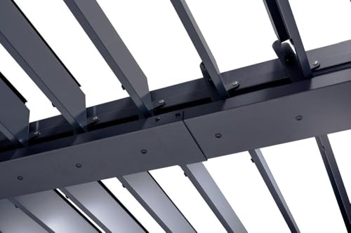 CAZEBOO Pergola Bioclimatique Autoportante Piana 394 x 304 cm 4 x 3 m 12 m² Gris Anthracite Aluminium Lames Orientables Abri Terrasse Jardin Protection Robuste Résistance Vent 70 km/h Rotation 110° – vue 7
