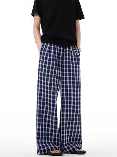 GUOYUXIAO Men's Jeans American-Style Retro Checkered Casual Pants Loose Straight-Leg Trouser for Men3
