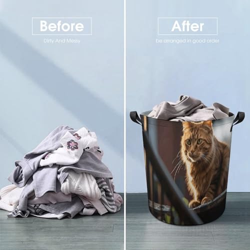 Panier à linge pliable chat balustrade imperméable pour chambre - 6