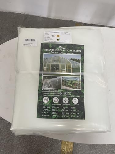 hannger Greenhouse Plastic Sheeting, 15 x 30 FT 6 Mil Green House Plastic Covering Heavy Duty, UV Resistant Clear Greenhouse Film for Farm, Garden, Nursery, Henhouse