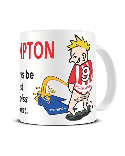 Wee On The Rival's Shirt | Football Fan Rivalry Mugs | Great Funny Gift for a Football Supporter Present Coffee Tea Mug Cup (Southampton V Portsmouth) WE24