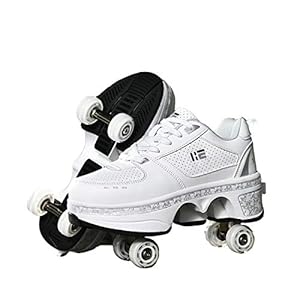 KUXUAN Rolschoenen Meisjes, Quad Roller Skates Vrouwen, Dubbele Rij Vervormen Wiel Vervorming Automatische…
