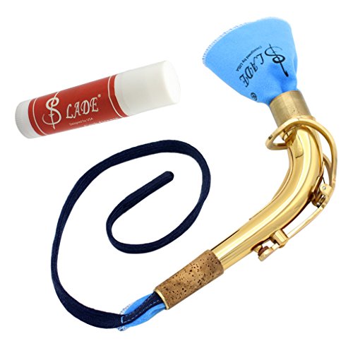 Almencla 18mm Dia Joint Copper E-flat Alto Saxophone Elbow Bend with Cleaning Cloth Neck for E-flat Alto Saxophone Woodwind Accessories