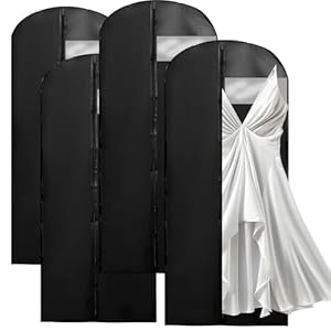 4 Pack Garment Bags for Dresses, Clothes Covers Protector Bags 70″, Waterproof Dust Proof Garment Covers Moth Proof Dress Cover Bag, Wedding Dress Bag, Suit Bags for Travel and Storage