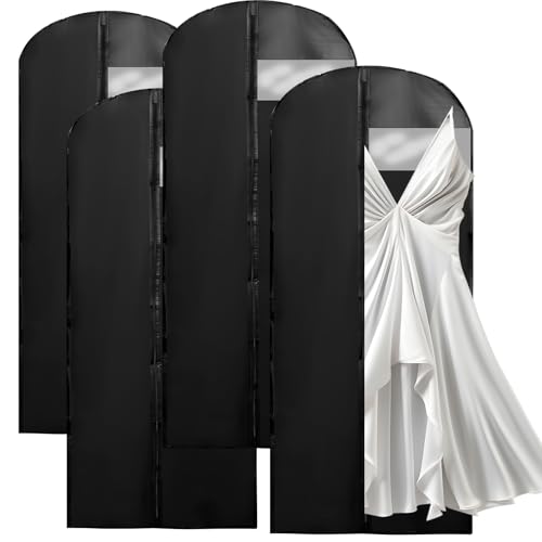 4 Pack Garment Bags for Dresses, Clothes Covers Protector Bags 70", Waterproof Dust Proof Garment Covers Moth Proof Dress Cover Bag, Wedding Dress Bag, Suit Bags for Travel and Storage