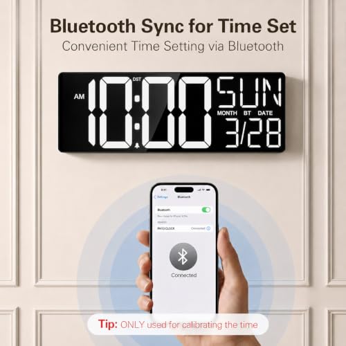 Image of JALL 18 inch Large Digital Wall Clock with Big Numbers, Remote, Timer, 12 RGB Wall Clock with Date and Temp for Teachers Seniors, Digital Clock for Arena, Gym, Living Room Classroom Decor (White)