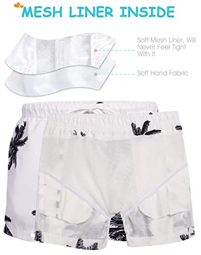 Arshiner Boys Quick Dry Swim Trunks White Kids Beach Board Shorts Swim Shorts Palm Trees Little Boys Bathing Suit #TOP4