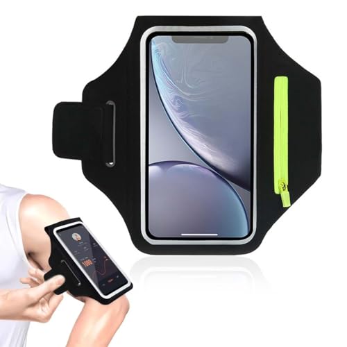 GNALIA Brassard Sport Iphone 13, 1 Pièce Noire, Avec Poche Zippée Pour Airpods Et Clés, Résistant À L'Eau, Compatible Smartphones Jusqu'À 6,8, Pour Running Et Fitness