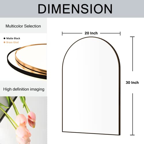 Neuweaby Wall Mounted Mirror, Arched Wall Mirror For Bathroom, 20"X30" Arch Bathroom Mirror With Metal Frame, Black Vanity Mirror Decor For Mantle, Bedroom, Entryway, Living Room #TOP3