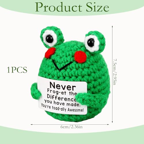 Image of Crochet Toys, Soft Toy Frog, Handmade Crochet Gifts for Women, Graduation Celebrations, Office Decorations, Emotional Support, Green Frog Doll with Pp Cotton Filling