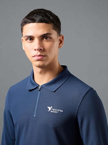 Image of TECHNOSPORT Men's Slim Fit Full Sleeve Polo T-Shirt with Collar, MATPIQ Quick Dry Moisture Wicking Polo Tee for Gym Sports Golf and Casual Wear