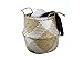 Kalea Eco- Friendly Large Seagrass Baskets in White Gingham - Handmade from Natural Seagrass - Endless Practical Uses For Your Home and Built To Last