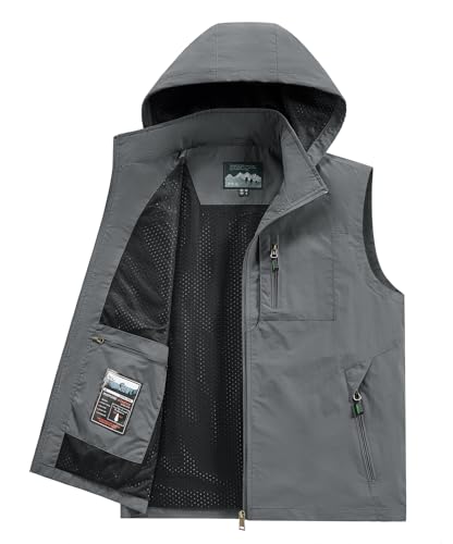 Image of Lightweight Outdoor Vest Jacket for Men, Windbreaker for Golf, Safari, Travel, Fishing, Hiking