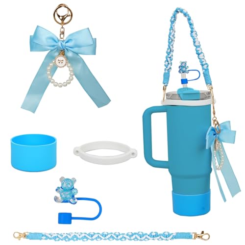 Kompixitys Stanley Cup Accessories Set, with Handle Strap, Glitter Silicone