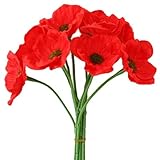 Muzrunq Poppies Flores Artificial, 12 Piezas de 12 Pulgadas Toque Real Poppies Artificial, Flores Falsas Reutilizables Bouquet, Falso, Ramo de