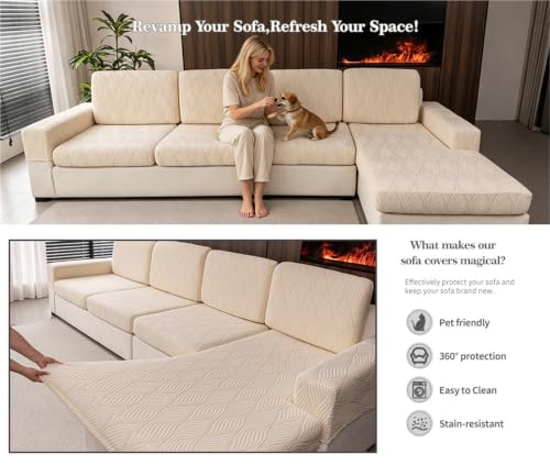 Fundas para sofá de salón familiar que protegen muebles en forma de L 3