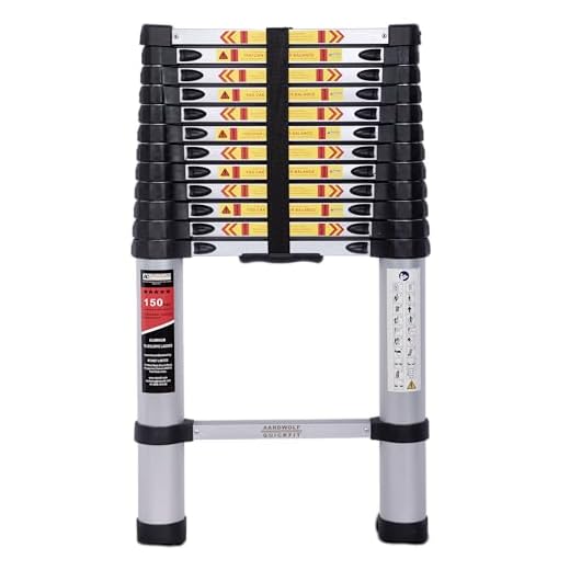 Aardwolf Quickfit 13 Step Telescopic Ladder - Heavy Duty Aluminium, Foldable, 3.8M/12.5 FT, 150 Kg Capacity - for Home, DIY Professional, Industrial Use