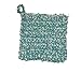 Handmade Double Strand Square Dish Cloth and Scrubber in one - Ivory with Aqua - Set of 3 - Reusable - Sponge - Pot Scrubber - Scouring Pad - Kitchen Helper