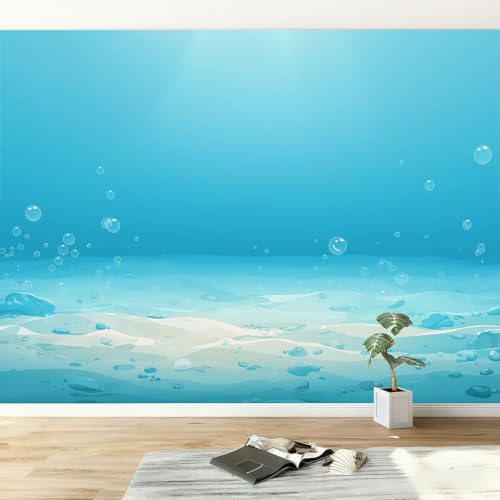 Fotomurales 250 x 175 cm Papel pintado tejido no tejido decorativos Murales Paisaje Submarino De Ensueño, Moderna Decoración De Pared Sala Cuarto Oficina, Azul