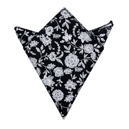 Image of YourTies Cotton Floral Tie for Men 2.5 inch Printed Skinny Necktie Pocket Square Tie Clip Set Flower Wedding Party Groom