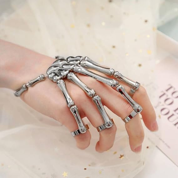 Amazon.co.jp: ハロウィン スカル ブレスレット 5本指 調整可能な