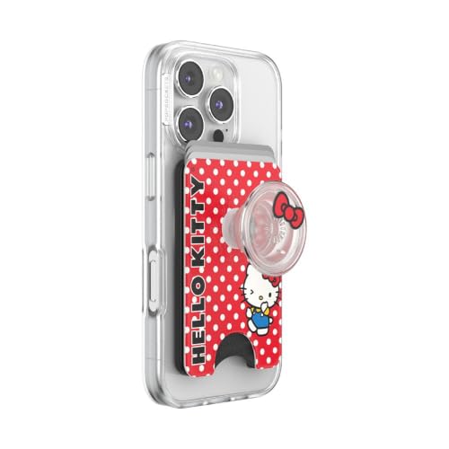 Image of PopSockets Phone Wallet for MagSafe, Phone Card Holder with Grip, Hello Kitty - Classic Hello Kitty