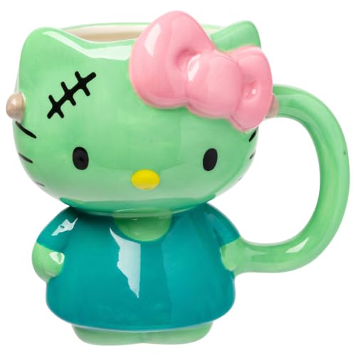 Image of Silver Buffalo Sanrio Hello Kitty Frankenstein Look, 3D Sculpted Mug, 20oz | Halloween Costume, Ceramic, 0.59 Liters