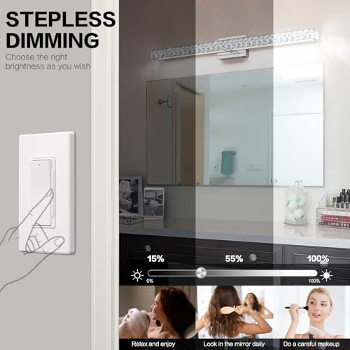 Image of SOLFART Crystal Vanity Lights for Bathroom, 5 Color Adjustable Vanity Lighting Over Mirror,40 Inch Chrome LED Lighting 5CCT