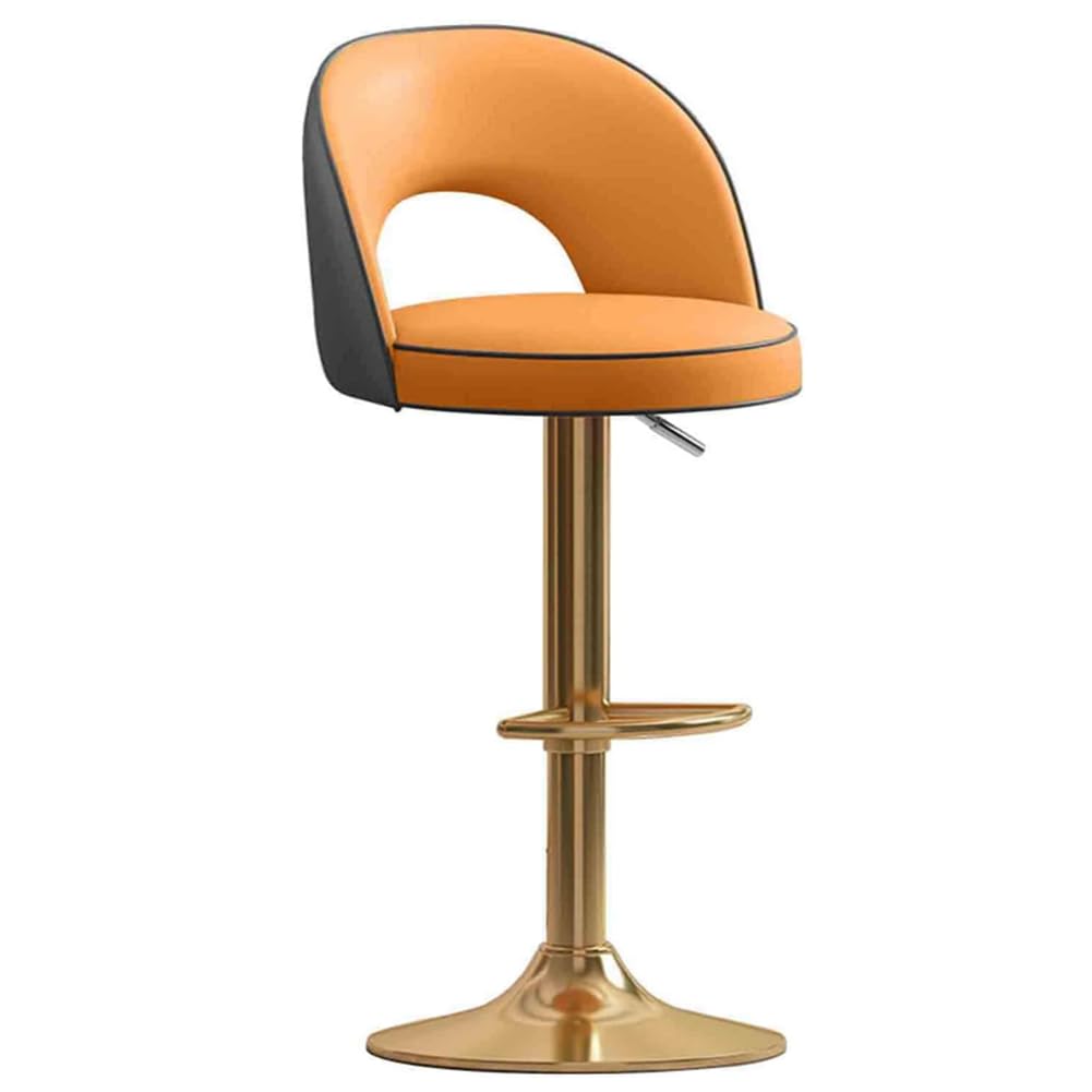Silla de comedor giratoria de 360° con respaldo, altura ajustable, taburete alto para barra de desayuno, asiento tapizado de poliuretano, elegante y cómodo
