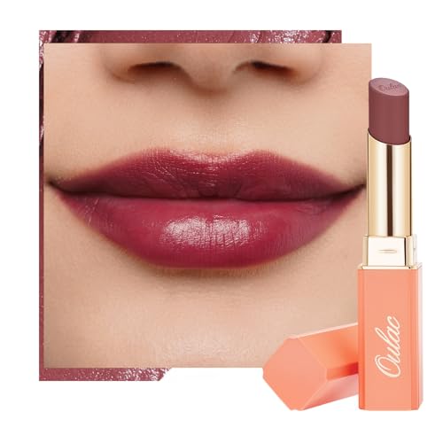 Oulac Rossetto Satin Matte Prugna - Terracotta Rossetti Colore Intenso Opaco, Effetto Satinato Opaco, Formula Cremosa e Idratante, Lunga Tenuta, Copertura Totale, Vegano, 4.3g SG08 Bianca