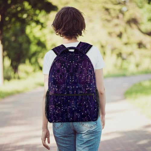 Sac de voyage décontracté pixel violet multicolore à grande capacité 40cm