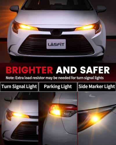 LASFIT 3157 LED Turn Signal Bulbs, Upgraded Amber Yellow 3156 3057 4157 4057 LED Fit for Tacoma Ram, Replacement Bulbs with Projector Rear Blinker Lights (Need Resistor), 2pcs - Image 3
