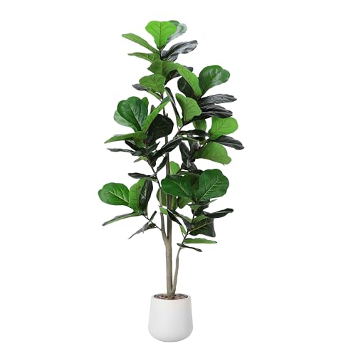 Artificial Fiddle Leaf Tree, 5ft Faux Plant Fake Ficus...