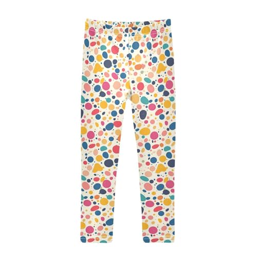 KLL Cute Colorful Irregular Polka Dot Toddler Girl Legging Stretch Full Length Athleisure Pants Running