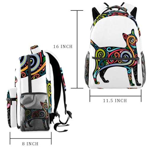 Sac à dos d'école et de voyage décontracté chat multicolore filles - 2