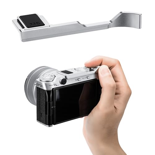 JJC Metal Thumb Rest Grip for Fuji Fujifilm X-M5 XM5 Camera, Hot Shoe Thumb Rest Support Grip for Stable & Safe Hand Hold, with Anti-Scratch Silicone Pad, Not Affect The Use of Camera Buttons, Silver