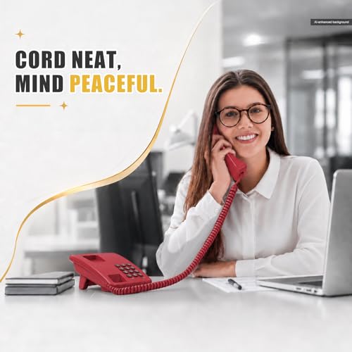 Image of Comtrue Phone Cords for Landline, 2-Pack, Telephone Handset Cords | Red, Universally Compatible, Tangle-Resistant, Noise-free, Go-to Length, Ideal for office & home