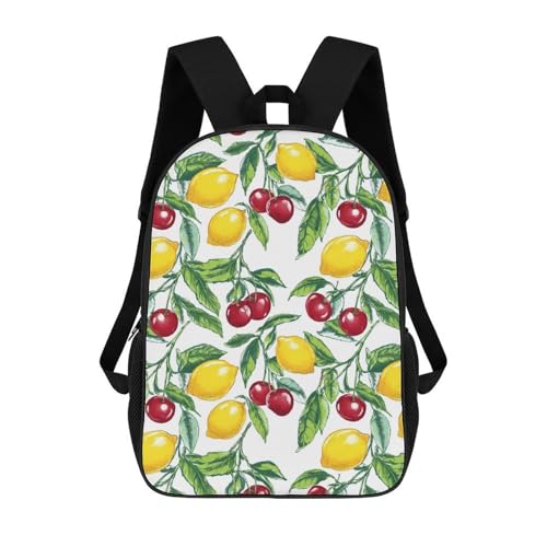 Cherry and Lemon 17 Inch Backpack Classic Travel Daypack with Adjustable Shoulder Straps for Men Women