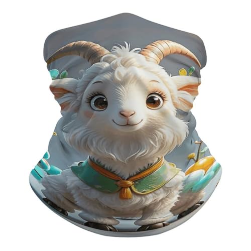 Cute Goat Neck Gaiter Face Cover Scarf, Breathable Sun Balaclava for Skiing Fishing Hiking Cycling