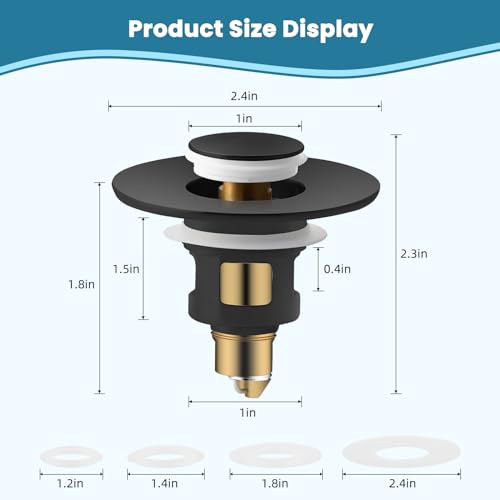 Tapón universal para lavabo baño y colador cocina negro miniatura 7