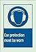 Brady 90731 Glow-In-The-Dark Plastic Brady Glo Personal Protection Sign, 10" X 14", Legend "Ear Protection Must Be Worn (with Picto)"