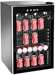 Royal Sovereign 4.5 Cu. ft. Beverage & Bar Cooler, Holds 110 Cans & 4 Bottles, Tempered Glass Door with Blue LED Light, Black/Stainless Steel (RMF-BC128SS)